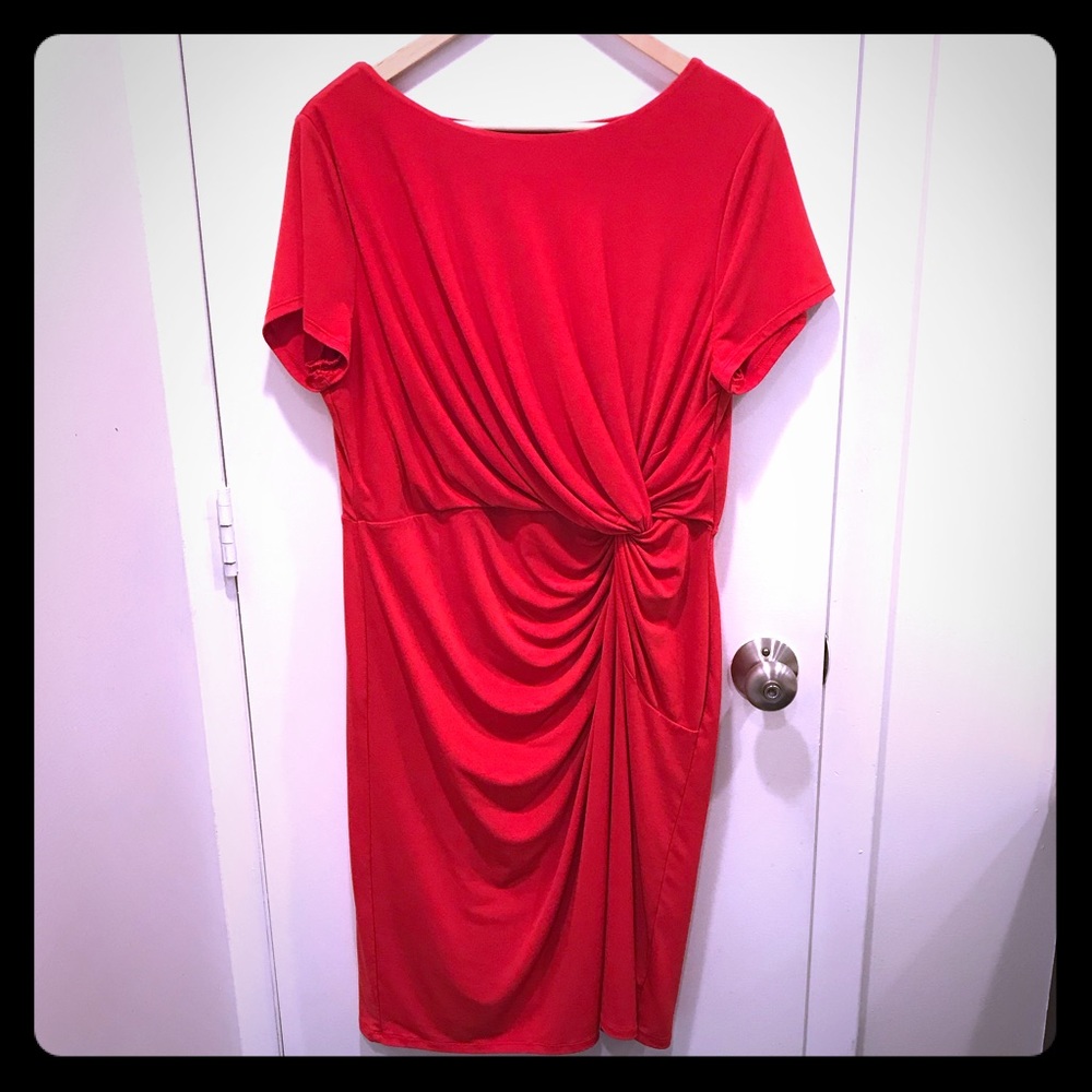Ellen Tracy ruched red dress size L